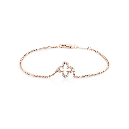 19cm (7") Clover Bracelet with 0.12 Carat TW of Diamonds in 10ct Rose Gold 19cm (7") Clover Bracelet with 0.12 Carat TW of Diamonds in 10ct Rose Gold