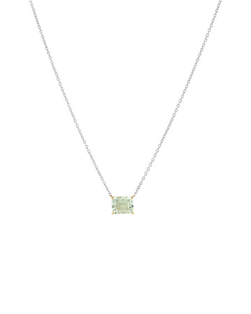 Green Amethyst Necklace in Sterling Silver and 10kt Yellow Gold Green Amethyst Necklace in Sterling Silver and 10kt Yellow Gold