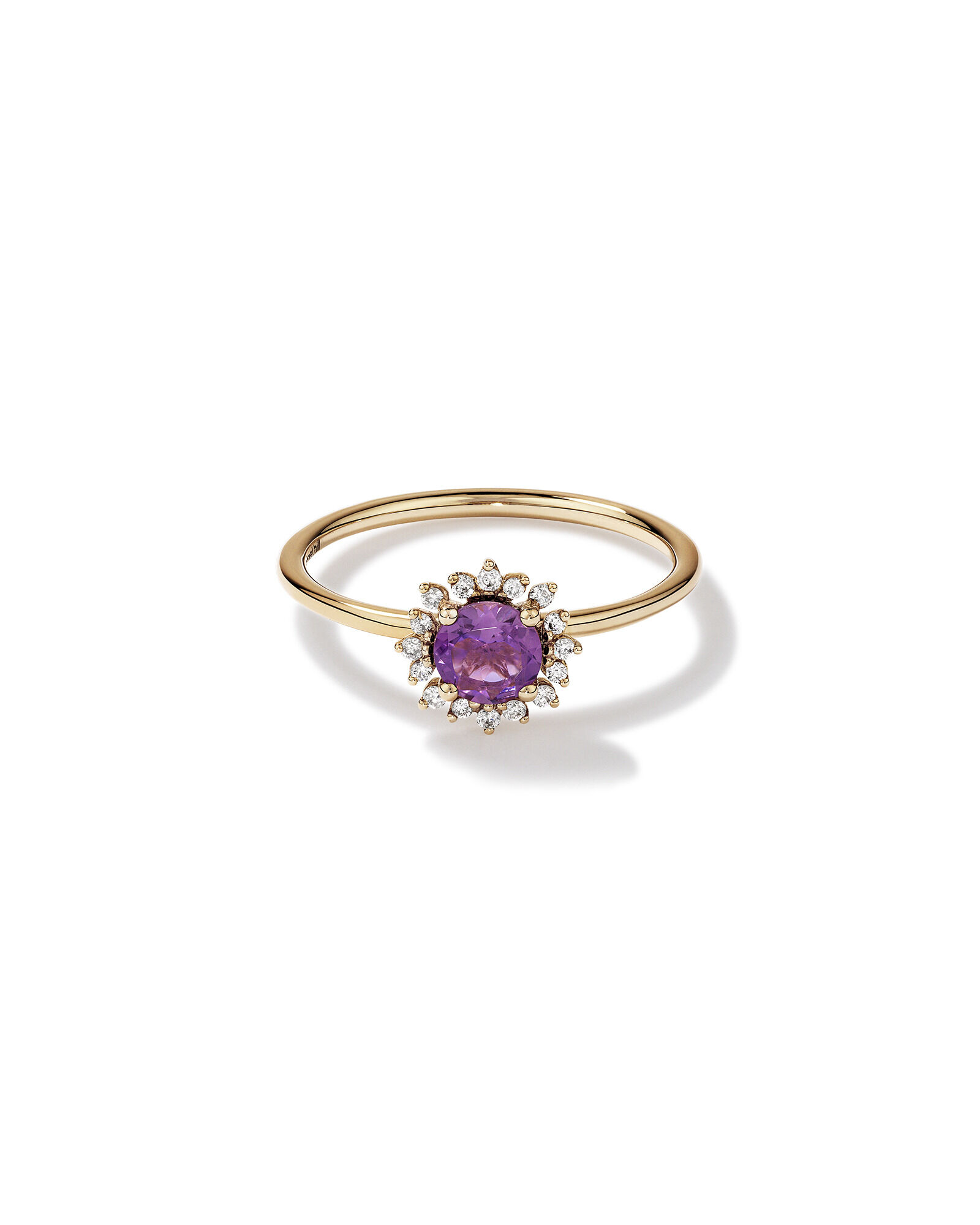 Amethyst Diamond Scatter Halo Ring in 10kt Yellow Gold