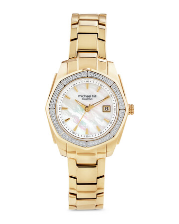 Ladies Mother of Pearl Watch with 0.25 Carat TW of Diamonds in Gold Tone Stainless Steel Ladies Mother of Pearl Watch with 0.25 Carat TW of Diamonds in Gold Tone Stainless Steel