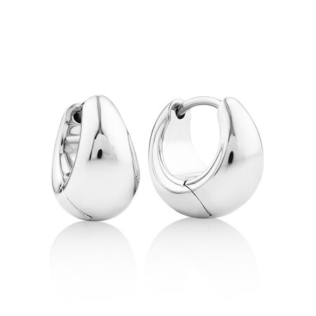 Sculpture Dome Huggie Earrings in Sterling Silver