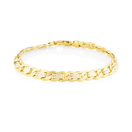 23cm (9.5") Curb Bracelet In 10ct Yellow And White Gold 23cm (9.5") Curb Bracelet In 10ct Yellow And White Gold