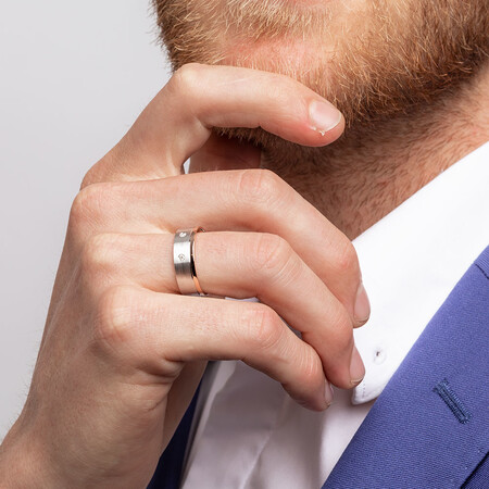 Men's Ring with Diamonds in 10kt White & Rose Gold Men's Ring with Diamonds in 10kt White & Rose Gold