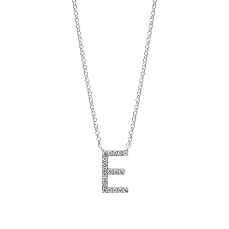 E' Initial necklace with 0.10 Carat TW of Diamonds in 10ct White Gold