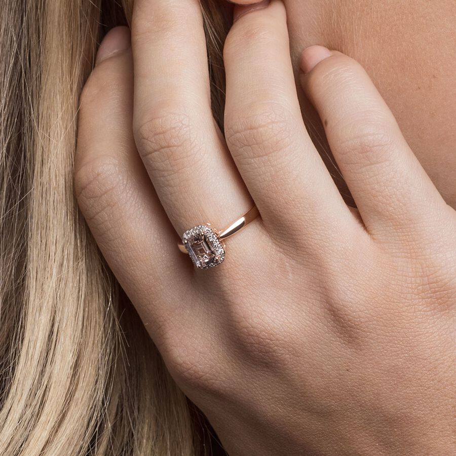 Ring with & Diamonds in 10ct Rose Gold