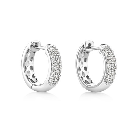 Huggie Earrings With 1/4 Carat TW Of Diamonds In 10kt White Gold Huggie Earrings With 1/4 Carat TW Of Diamonds In 10kt White Gold