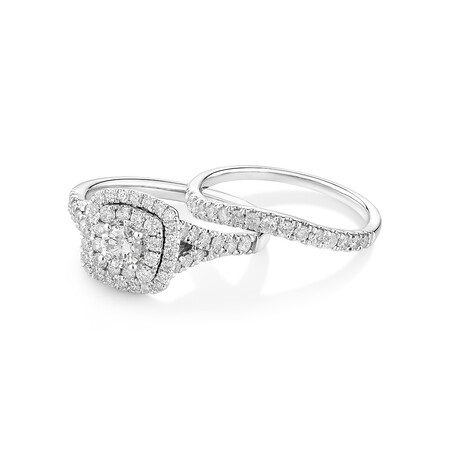 Bridal Set with 1.18 Carat TW of Diamonds in 14ct White Gold Bridal Set with 1.18 Carat TW of Diamonds in 14ct White Gold
