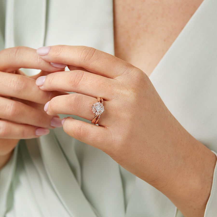 Evermore Bridal Set with 0.37 Carat TW of Diamonds in 10ct Rose Gold