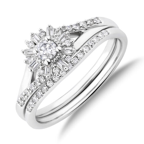 Bridal Set with 0.38 Carat TW Of Diamonds in 10kt White Gold