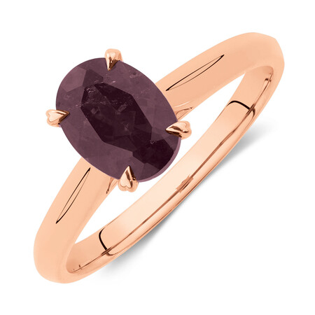 Oval Ring with Rhodolite Garnet in 10ct Rose Gold