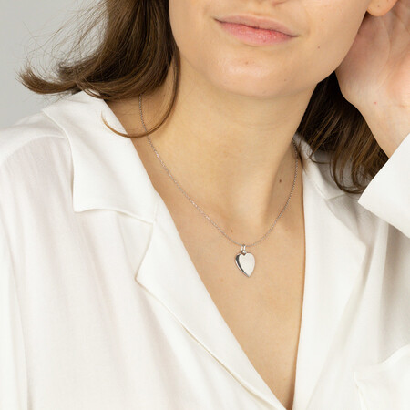 Heart Compass Pendant with Diamonds in Sterling Silver Heart Compass Pendant with Diamonds in Sterling Silver