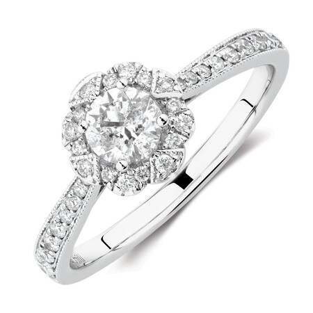 Engagement Ring with 0.61 Carat TW of Diamonds in 14ct White Gold