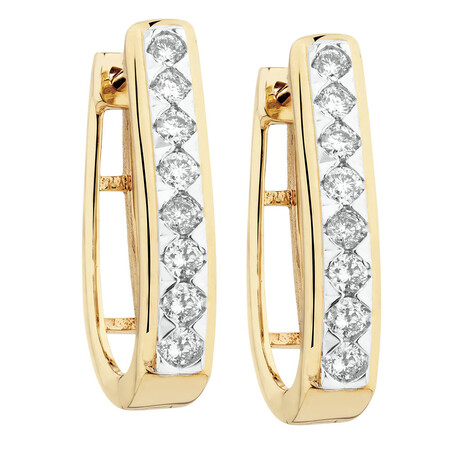 Huggie Earrings with 1/3 Carat TW of Diamonds in 10ct Yellow Gold Huggie Earrings with 1/3 Carat TW of Diamonds in 10ct Yellow Gold