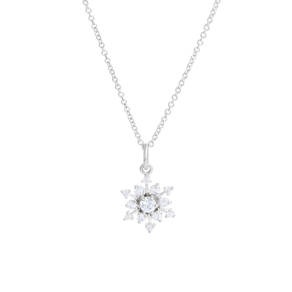 Snowflake Pendant with Cubic Zirconia in Sterling Silver