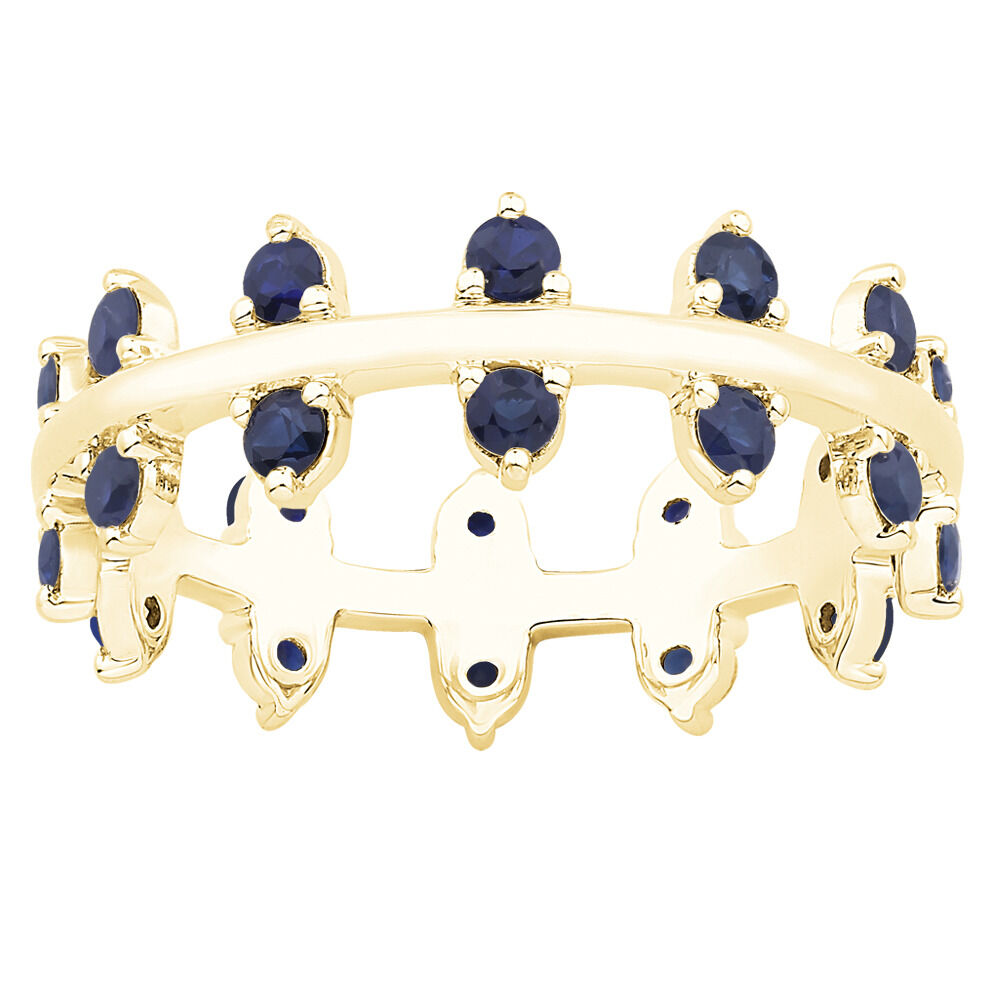 Zipper Ring with Blue Sapphire in 10ct Yellow Gold