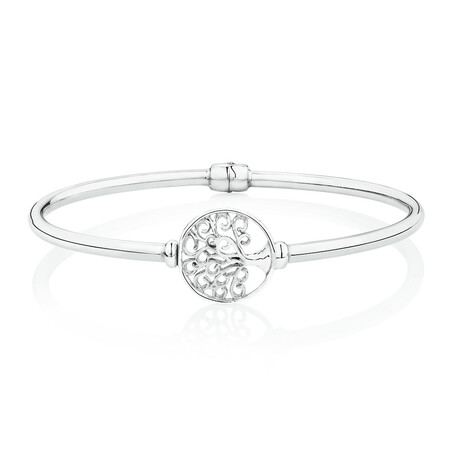 Tree of Life Hinged Bangle in Sterling Silver Tree of Life Hinged Bangle in Sterling Silver