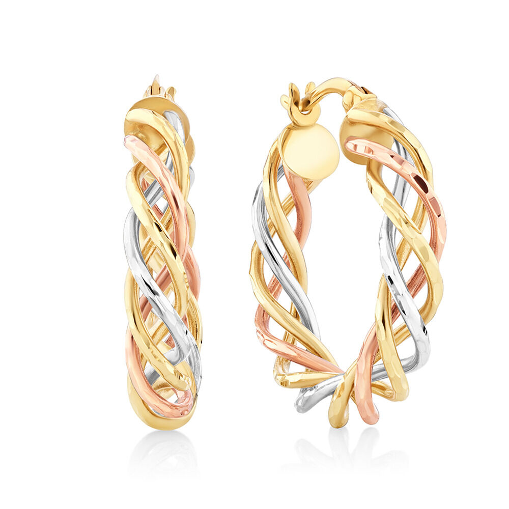Rose gold and white earrings discount