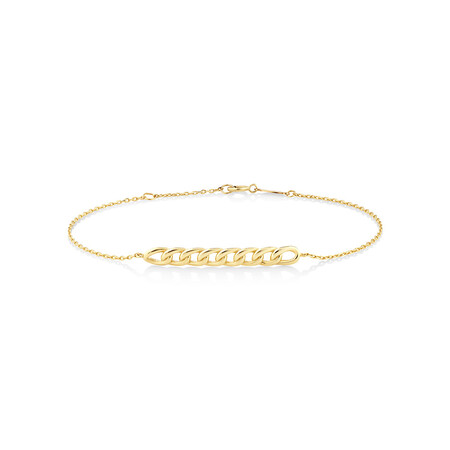 19cm Curb Bar Cable Chain Bracelet in 10kt Yellow Gold 19cm Curb Bar Cable Chain Bracelet in 10kt Yellow Gold