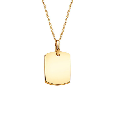 Plain Tag Pendant In 10ct Yellow Gold Plain Tag Pendant In 10ct Yellow Gold