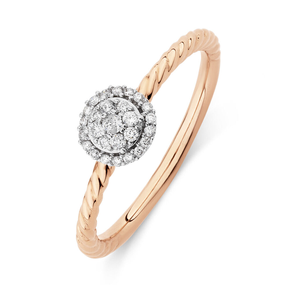 Promise Ring with 0.13 Carat TW of Diamonds in 10ct Rose Gold