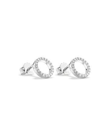 Circle Stud Earrings with Cubic Zirconia in Sterling Silver Circle Stud Earrings with Cubic Zirconia in Sterling Silver