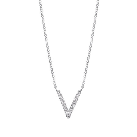 "V" Initial necklace with 0.10 Carat TW of Diamonds in 10ct White Gold "V" Initial necklace with 0.10 Carat TW of Diamonds in 10ct White Gold