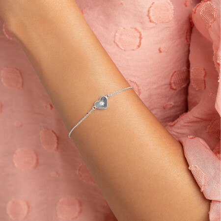 Heart Bracelet with Cubic Zirconia In Sterling Silver Heart Bracelet with Cubic Zirconia In Sterling Silver