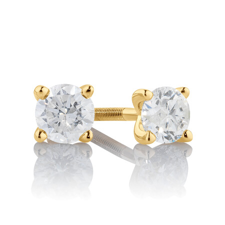 Stud Earrings with 0.50 Carat TW of Diamonds in 14ct Yellow Gold