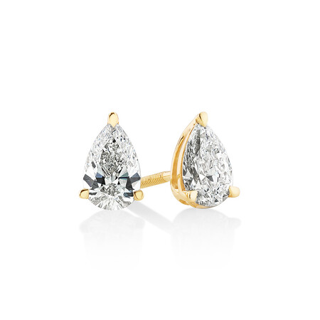Laboratory-Created 0.96 Carat TW Diamond Solitaire Stud Earrings in 10kt Yellow Gold