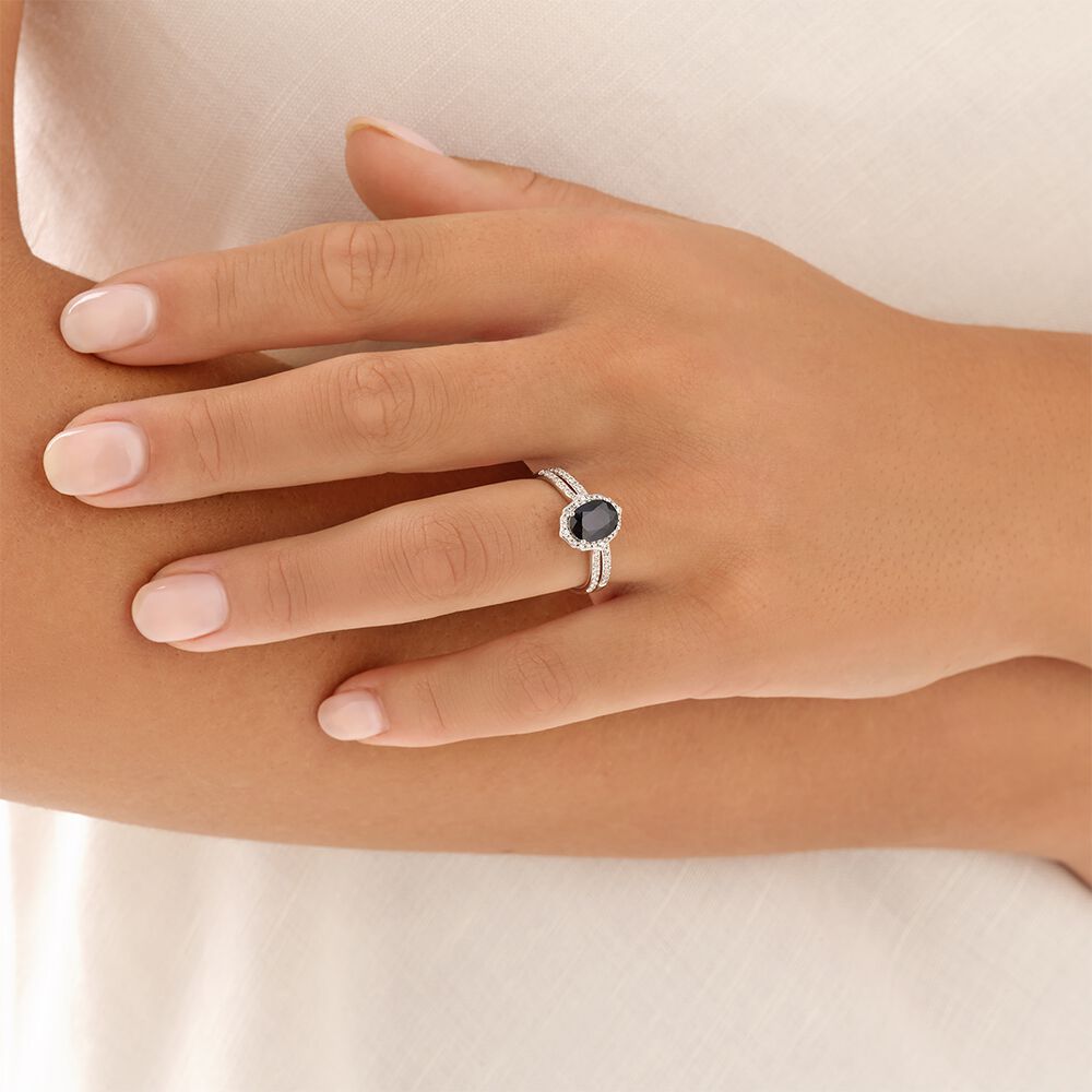 Sapphire and store diamond bridal set