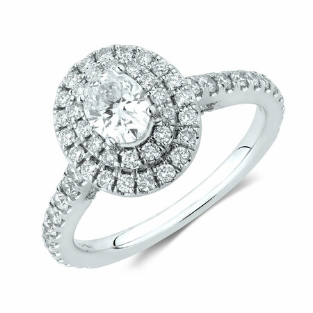 Sir Michael Hill Designer Engagement Ring with 1 1/5 Carat TW of Diamonds in 14kt White & Rose Gold