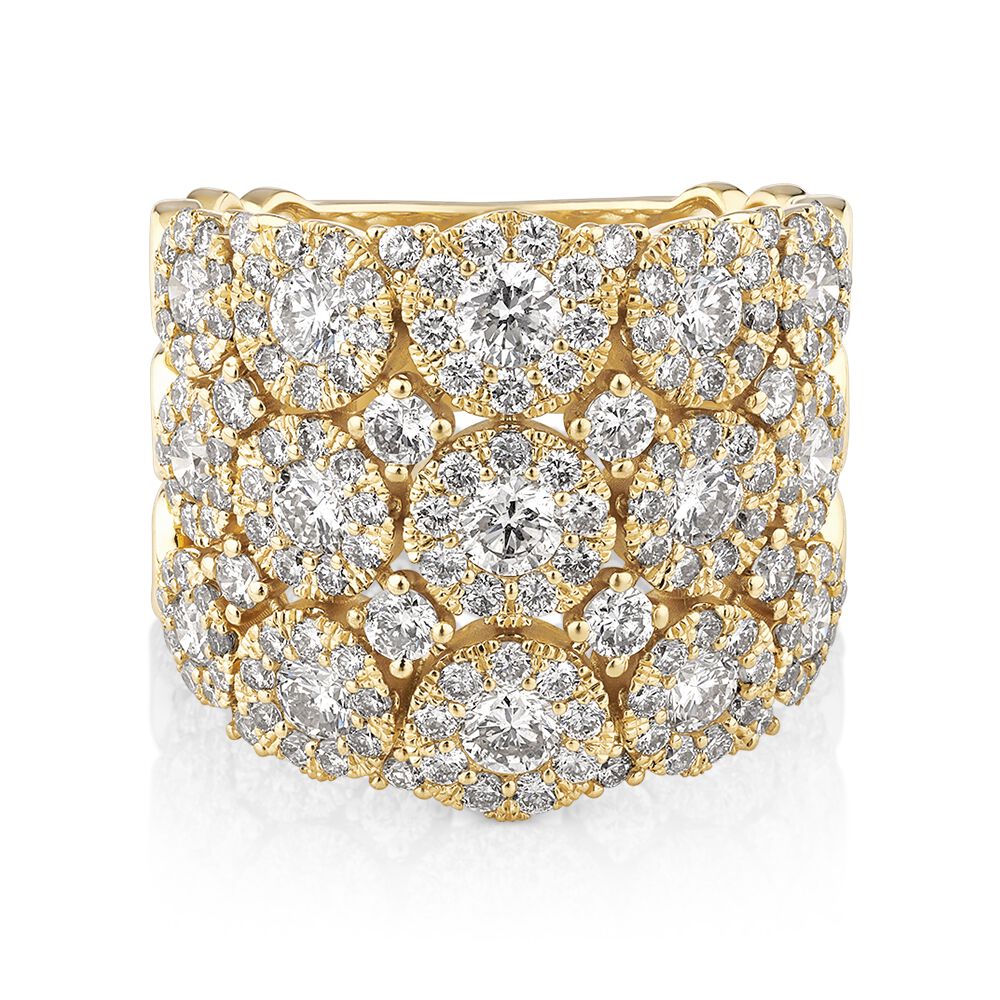 3 Row Bubble Ring with 3.00 Carat TW Diamonds in 14kt Yellow Gold