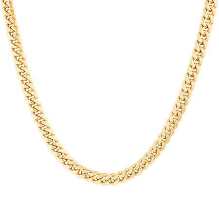 45cm (18”) 6.7 Width Hollow Miami Curb Chain in 10kt Yellow Gold