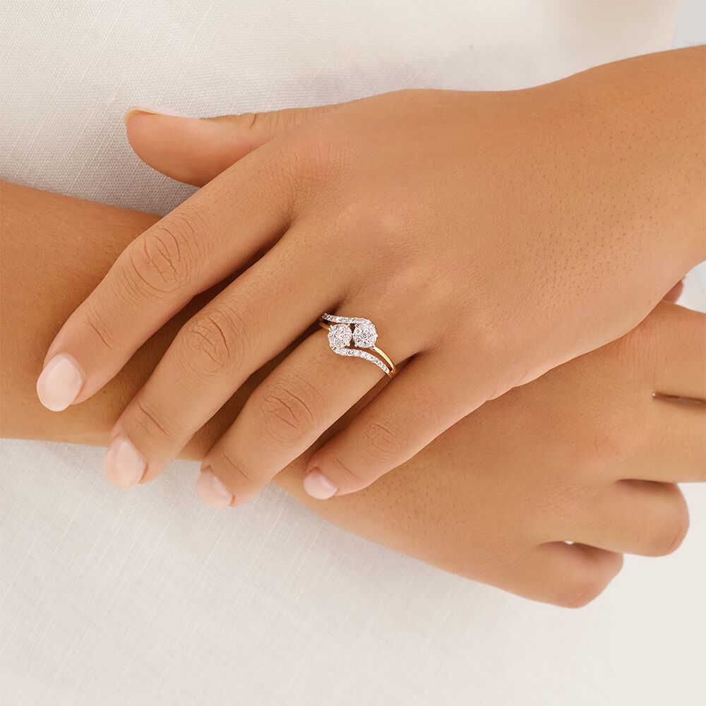 Double Cluster Engagement Ring with 0.50 Carat TW of Diamonds in