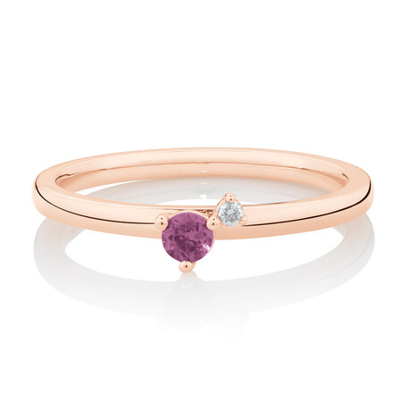 Stacker Ring with Diamond & Rhodolite Garnet in 10ct Rose Gold Stacker Ring with Diamond & Rhodolite Garnet in 10ct Rose Gold