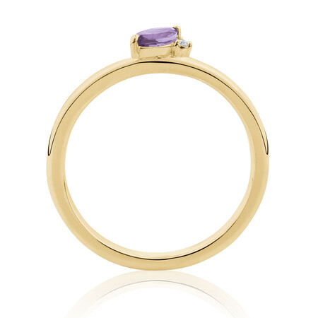 Stacker Ring with Diamond & Amethyst in 10ct Yellow Gold Stacker Ring with Diamond & Amethyst in 10ct Yellow Gold
