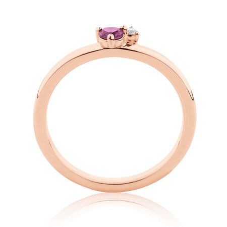 Stacker Ring with Diamond & Rhodolite Garnet in 10ct Rose Gold Stacker Ring with Diamond & Rhodolite Garnet in 10ct Rose Gold