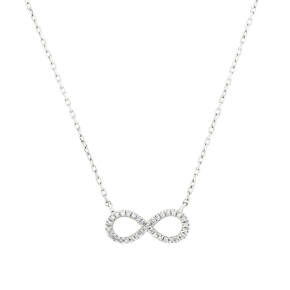 Silver infinity necklace with diamonds on sale