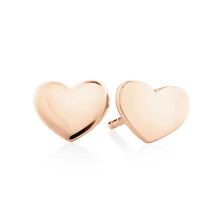 Polished Heart Stud Earrings In 10kt Rose Gold