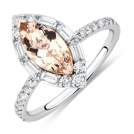 Sir Michael Hill Designer Marquise Engagement Ring with Morganite & 0.50 Carat TW of Diamonds in 18ct White Gold Sir Michael Hill Designer Marquise Engagement Ring with Morganite & 0.50 Carat TW of Diamonds in 18ct White Gold