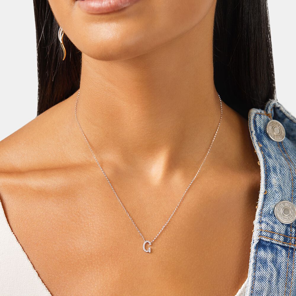 G Initial Necklace with 0.10 Carat TW 