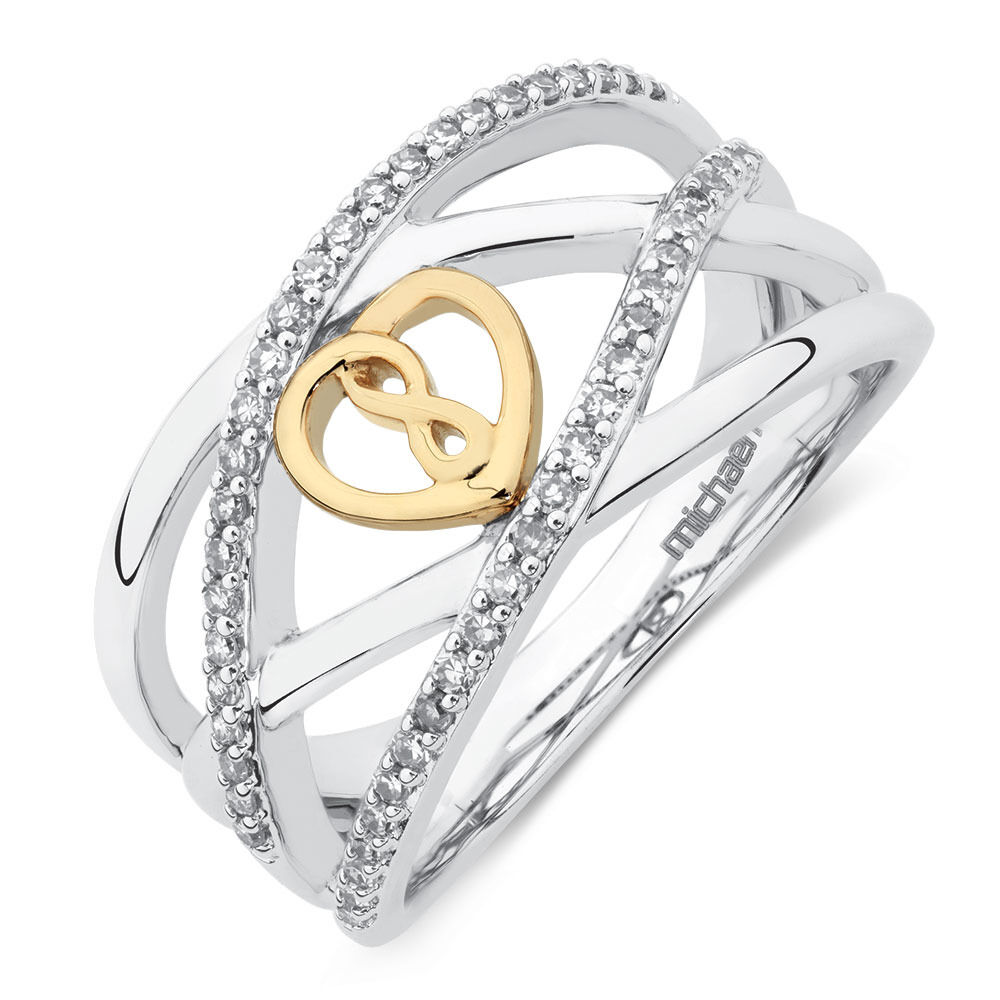 Infinitas Ring with 1/4 Carat TW of Diamonds in 10ct Yellow Gold & Sterling Silver