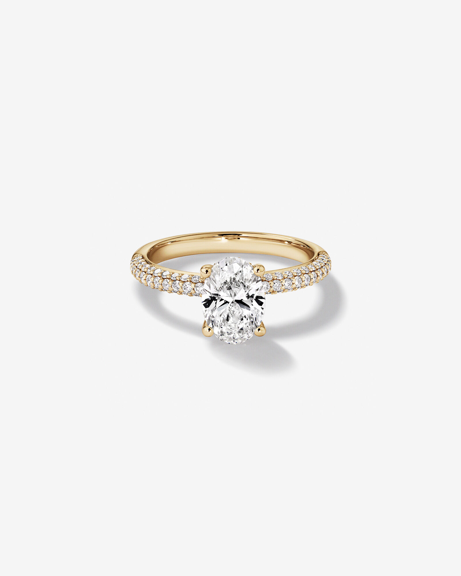 1.95 Carat TW Oval Cut Laboratory-Grown Diamond Solitaire Side Accent Engagement Ring in 14kt Yellow Gold