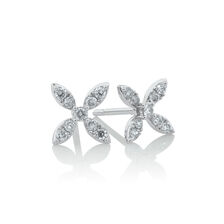 Flower Stud Earrings with 0.25 Carat TW of Diamonds in 10ct White Gold