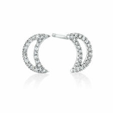 Half Moon Stud Earrings With Diamonds In 10kt White Gold