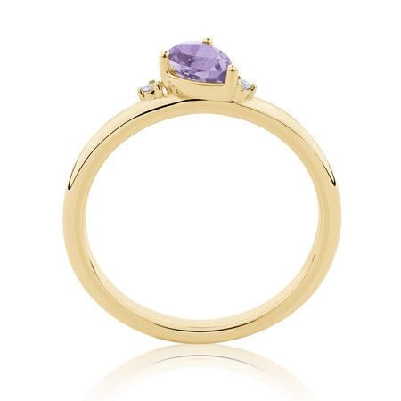 Stacker Ring with Diamonds & Amethyst in 10ct Yellow Gold Stacker Ring with Diamonds & Amethyst in 10ct Yellow Gold