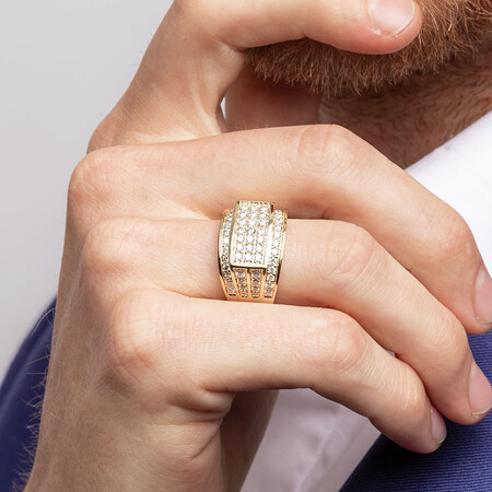 Men's Ring with 1.95 Carat TW of Diamonds in 10kt Yellow Gold Men's Ring with 1.95 Carat TW of Diamonds in 10kt Yellow Gold