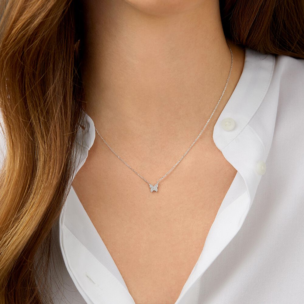 Butterfly Necklace with Diamonds in 