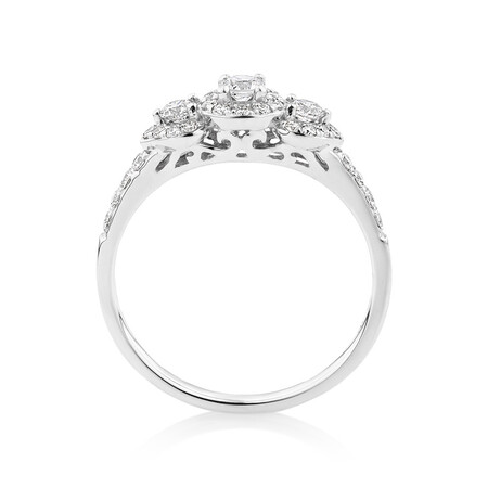 Evermore Three Stone Engagement Ring with 0.50 Carat TW of Diamonds in 10ct White Gold Evermore Three Stone Engagement Ring with 0.50 Carat TW of Diamonds in 10ct White Gold