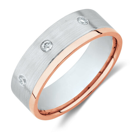 Men's Ring with Diamonds in 10ct White & Rose Gold